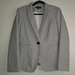 Emily White Black Business One Button Front Jacket Size 10